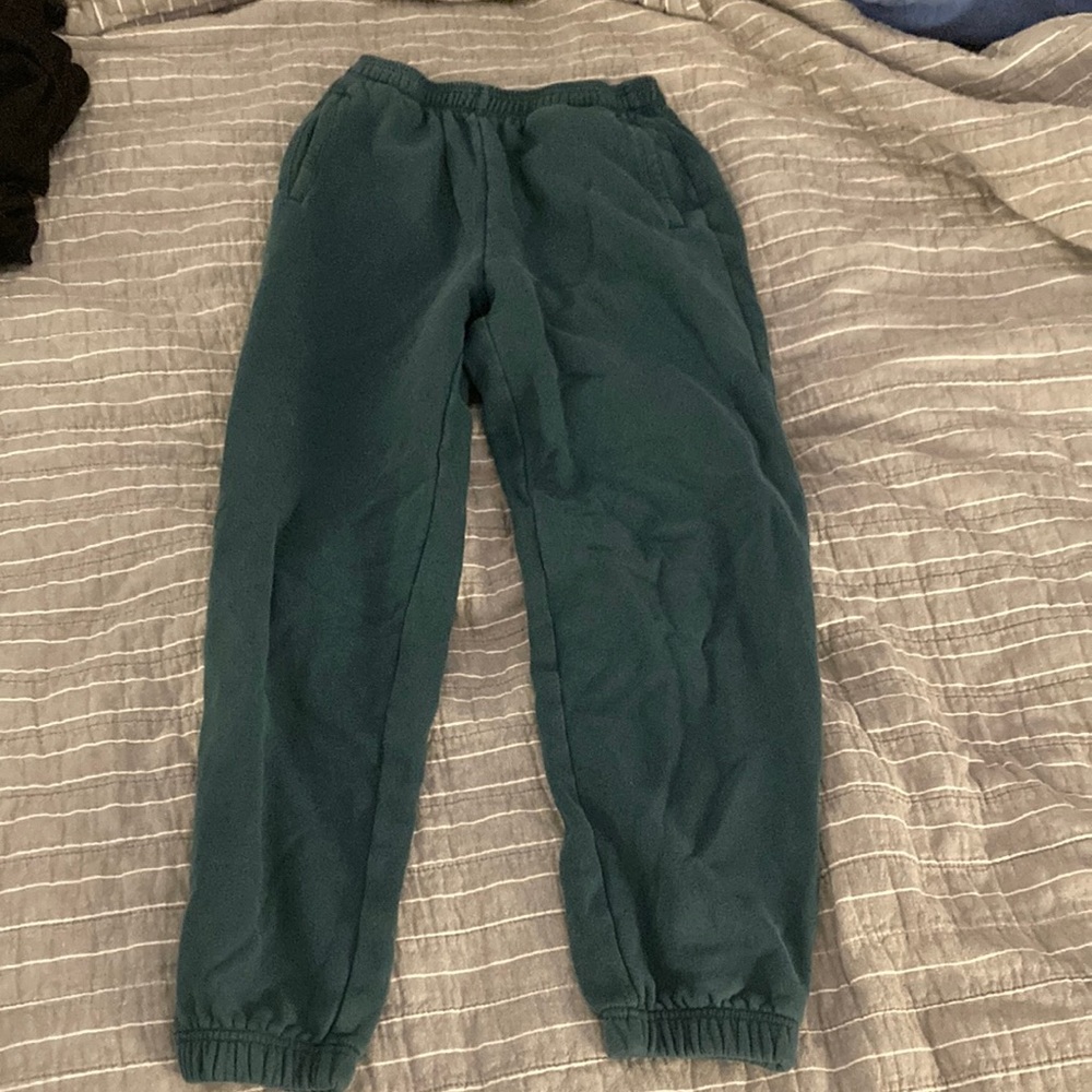 These are dark green sweatpants